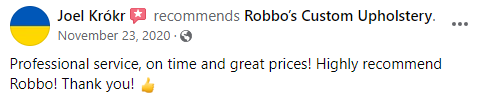 Robbos Custom Upholstery repair facebook review