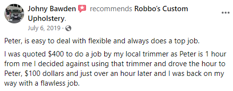 Robbos Custom Upholstery repair facebook review