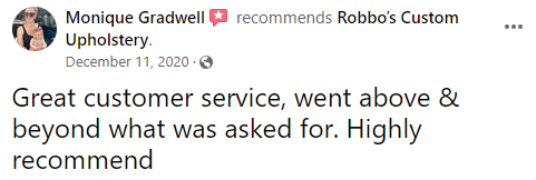 Robbos Custom Upholstery repair facebook review