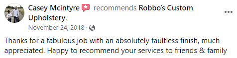 Robbos Custom Upholstery repair facebook review